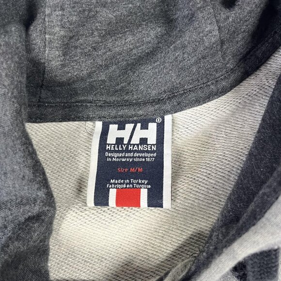 Helly Hansen Hoodie Mens Medium Gray Pullover Sweatshirt Organic Cotton Logo - Picture 2 of 6
